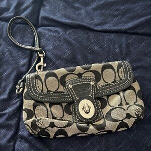 Coach Black and Cream Signature Clutch